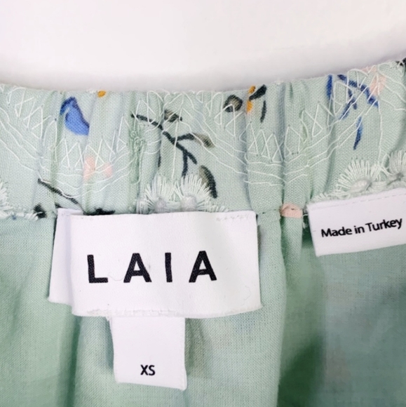 LAIA Anthropologie Ashtabula Embroidered Eyelet Ruffle Top - Picture 8 of 10